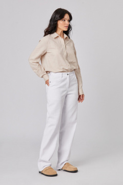 Блуза из хлопка полуприталенная с карманом Rivoli 2406 бежевый - фото 4