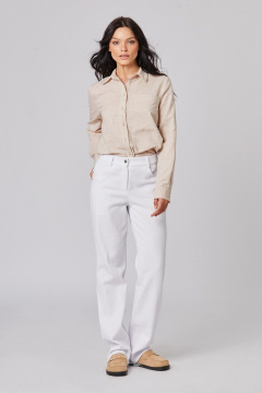 Блуза из хлопка полуприталенная с карманом Rivoli 2406 бежевый - фото 1