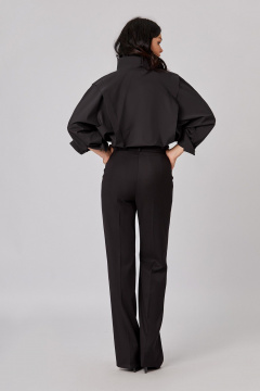 Блуза с высокой стойкой и вертикальными складками Rivoli 2409 чёрный - фото 4
