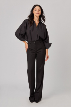 Блуза с высокой стойкой и вертикальными складками Rivoli 2409 чёрный - фото 2