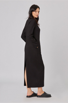 Теплое трикотажное платье макси с карманами и молнией Rivoli 7140 чёрный - фото 2