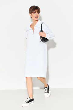 Платье из трикотажа с высоким воротником и молнией FOXY FOX 1563 молочный - фото 2