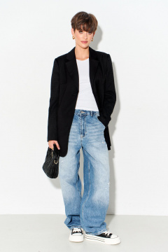 Черный жакет с трикотажными вставками и прорезными карманами FOXY FOX 1621 черный - фото 2