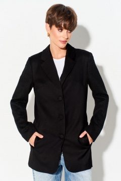 Черный жакет с трикотажными вставками и прорезными карманами FOXY FOX 1621 черный - фото 5