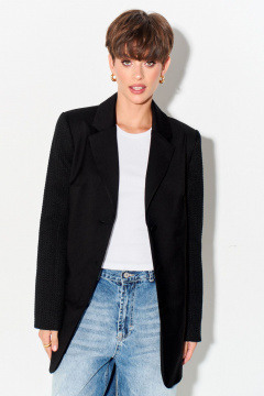Черный жакет с трикотажными вставками и прорезными карманами FOXY FOX 1621 черный - фото 4