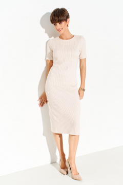 Платье приталенное из трикотажа со шлицей и молнией FOXY FOX 1622 молочный - фото 1