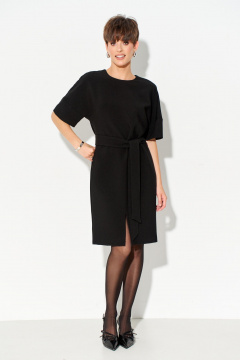 Черное платье с разрезом и мягким силуэтом FOXY FOX 1628 черный - фото 3