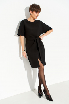 Черное платье с разрезом и мягким силуэтом FOXY FOX 1628 черный - фото 2