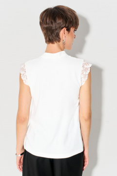 Блуза полуприлегающего силуэта из струящейся ткани с кружевом FOXY FOX 1683 молочный - фото 2