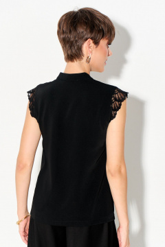 Черная блуза с воротником стойкой и кружевными вставками FOXY FOX 1683 черный - фото 5