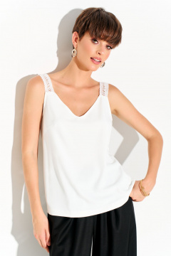 Блуза с бретелями и кружевными вставками из текстиля FOXY FOX 1684 молочный - фото 3