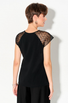 Блуза из легкой ткани с кружевом и разрезом FOXY FOX 1685 черный - фото 2