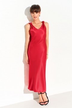 Платье миди из шелк-сатина с узлами и молнией FOXY FOX 1691 алый - фото 1