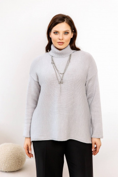 Демисезонный свитер оверсайз из шерстяной пряжи Romgil РВ0009-ШЕ5 светло-серый - фото 1