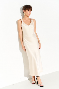 Платье из шелк-сатина с регулируемыми узлами FOXY FOX 1691 бежевый - фото 5