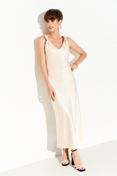 Платье из шелк-сатина с регулируемыми узлами FOXY FOX 1691 бежевый - фото 1