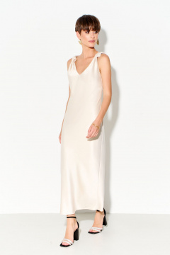 Платье из шелк-сатина с регулируемыми узлами FOXY FOX 1691 бежевый - фото 4