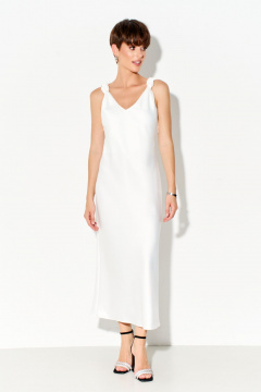 Платье из шелк-сатина с регулируемыми узлами FOXY FOX 1691 белый - фото 5