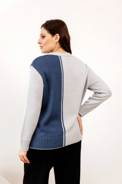 Базовый шерстяной джемпер с длинным рукавом Romgil 891ШТЗ светло-серый,индиго - фото 2