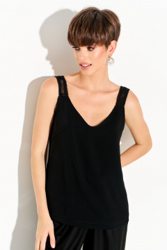 Черная блуза из струящейся ткани с кружевными бретелями FOXY FOX 1684 черный - фото 5