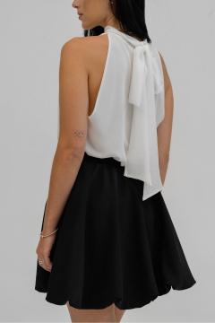 Круглогодичный молодежный топ из шифона с завязкой и регланом JRSy 2492 молоко - фото 2