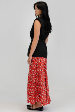 Демисезонная А-силуэт юбка из шелка с эластичным поясом JRSy 2501 красный - фото 2