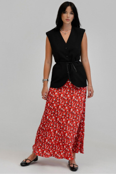 Демисезонная А-силуэт юбка из шелка с эластичным поясом JRSy 2501 красный - фото 1