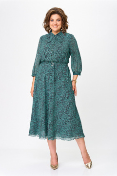 Демисезонное платье из креп-шифона с косым кроем и пуговицами Slaviaelit 460-2 малахит - фото 1