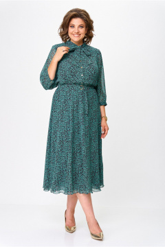 Демисезонное платье из креп-шифона с косым кроем и пуговицами Slaviaelit 460-2 малахит - фото 2
