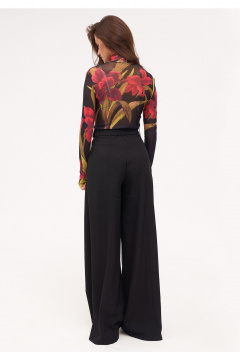 Демисезонный комплект из облегающего джемпера и широких брюков KaVaRi 8038 черный - фото 3