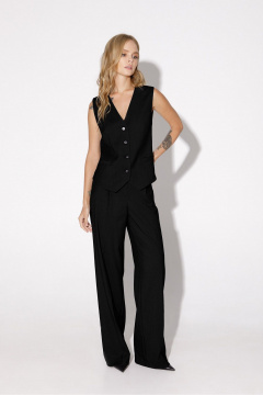 Костюм-тройка с жилетом прямой из вискозы для офиса PiRS 5031 черный - фото 4