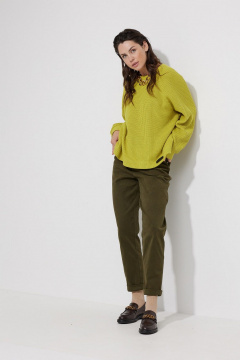 Зауженные брюки хаки из хлопкового полотна MG Wear 4124 хаки - фото 1