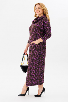 Удлиненное платье из трикотажа с карманами и разрезом Michel chic 2145/1 фиолет_черный_коричневый - фото 4