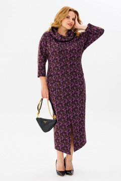 Удлиненное платье из трикотажа с карманами и разрезом Michel chic 2145/1 фиолет_черный_коричневый - фото 3