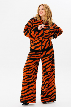 Костюм брюки и джемпер из трикотажа с капюшоном Michel chic 1387 черный_терракот - фото 2