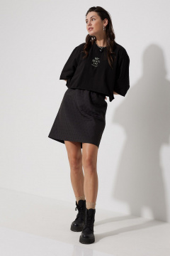 Юбка трапеция без подклада из текстиля MG Wear 3105 черный - фото 3