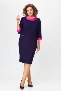 Миди платье из трикотажа с нагрудными вытачками Solomeya Lux 790 синий+розовый - фото 5
