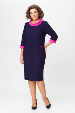 Миди платье из трикотажа с нагрудными вытачками Solomeya Lux 790 синий+розовый - фото 1