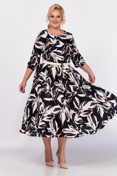 Демисезонное платье из вискозы с рельефами и юбкой-клёш Swallow 778 - фото 2