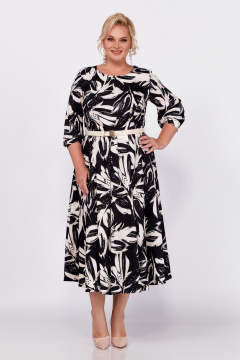 Демисезонное платье из вискозы с рельефами и юбкой-клёш Swallow 778 - фото 1