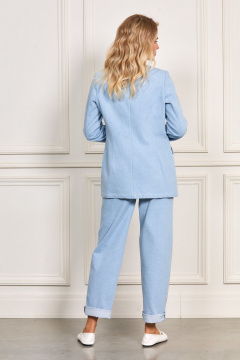 Демисезонный джинсовый жакет с карманами и застежкой на кнопках Rivoli 8060 голубой - фото 3