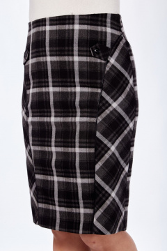 Мультиколор и черная юбка из текстиля с шлицей Klever 400 клетка - фото 3