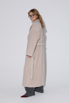 Пальто-халат свободное макси с пройзными карманами PiRS 4861 светло-бежевый - фото 4