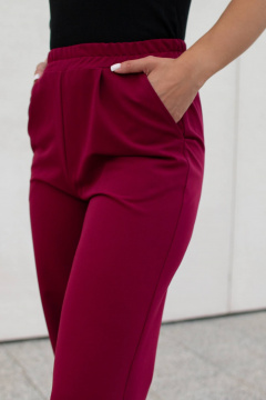 Красные брюки палаццо широкого кроя из легкой ткани Legend Style P-015 бордовый - фото 3