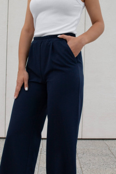 Синие брюки палаццо с защипами и высоким поясом Legend Style P-015 темно-синий - фото 3