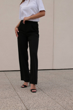 Черные брюки палаццо из струящейся ткани для повседневного образа Legend Style P-015 черный - фото 5