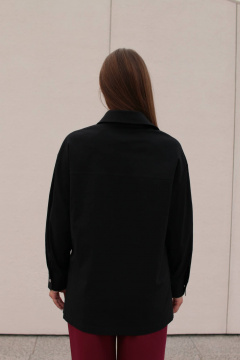 Черная рубашка-туника с накладными карманами из хлопка Legend Style B-011 черный - фото 3