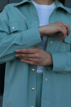 Рубашка оверсайз с длинным рукавом и накладными карманами Legend Style B-011 бриз - фото 2