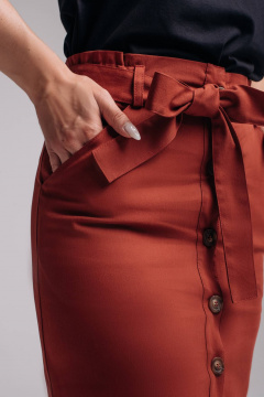 Красная мини юбка из плотного текстиля с высоким поясом Legend Style S-019 терракот - фото 3