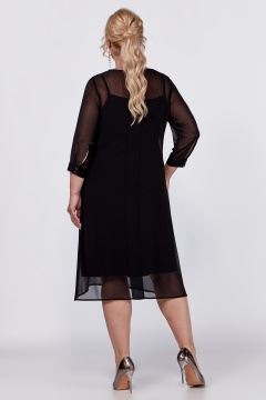 Платье черное с бантовыми складками и разрезом по переду Новелла Шарм А4014 - фото 5